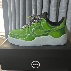 Lebron James Air Force 1 Nike Lime Green Sneakers with Patterned Laces
